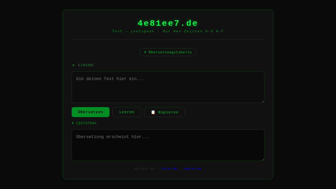 HeXLeet.de Screenshot
